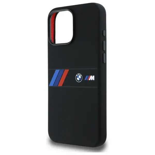 Etui BMW Silicone Middle Stripe MagSafe do iPhone 16 Pro Max Czarny
