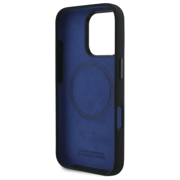 Etui BMW Silicone Hexagon Blue Line MagSafe do iPhone 16 Pro Max Czarny
