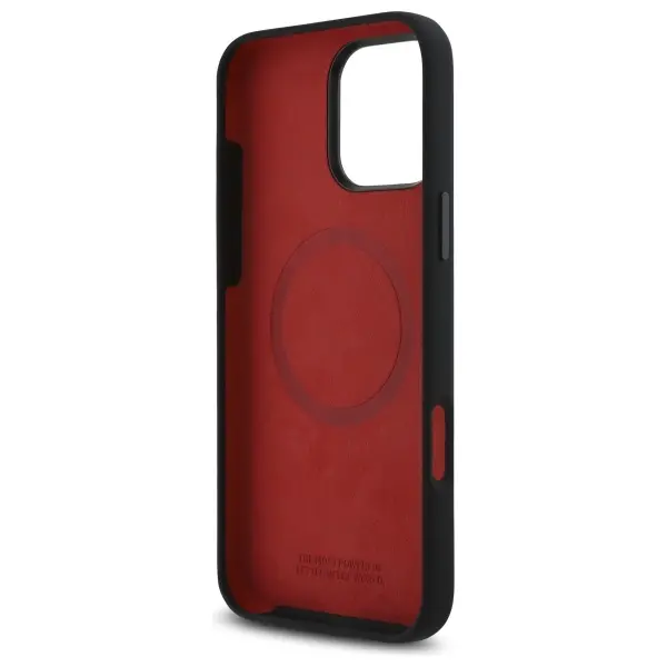 Etui BMW Silicone Hexagon Red Line MagSafe do iPhone 16 Pro Max Czarny