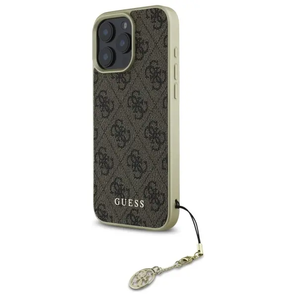Etui Guess 4G Charms Collection do iPhone 16 Pro Max Brązowy