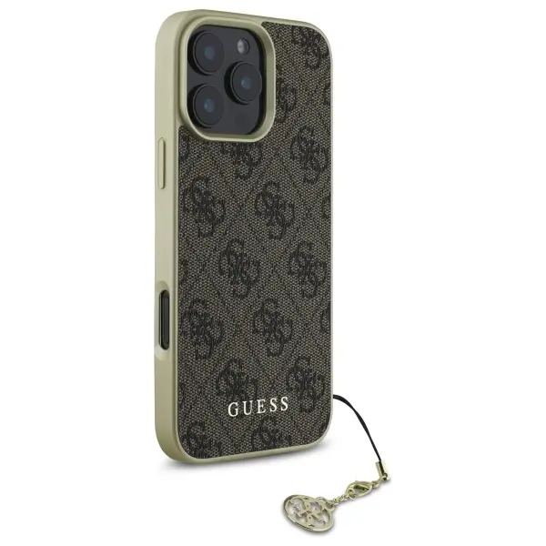 Etui Guess 4G Charms Collection do iPhone 16 Pro Max Brązowy