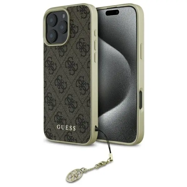Etui Guess 4G Charms Collection do iPhone 16 Pro Max Brązowy