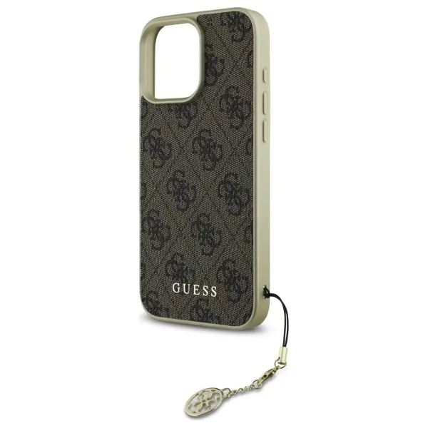 Etui Guess 4G Charms Collection do iPhone 16 Pro Max Brązowy