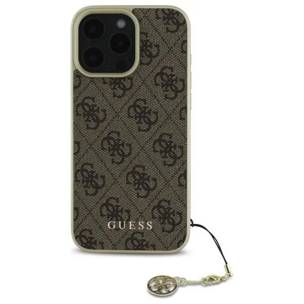 Etui Guess 4G Charms Collection do iPhone 16 Pro Max Brązowy
