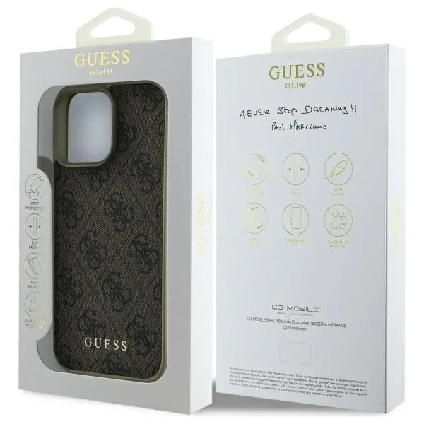 Etui Guess 4G Charms Collection do iPhone 16 Pro Max Brązowy