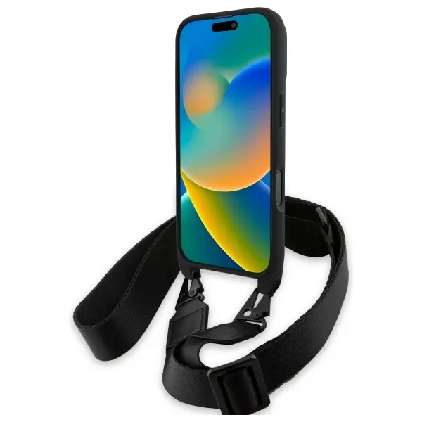 Etui BMW M Edition Carbon Tricolor Lines & Strap do iPhone 16 Pro Czarny