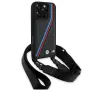 Etui BMW M Edition Carbon Tricolor Lines & Strap do iPhone 16 Pro Czarny