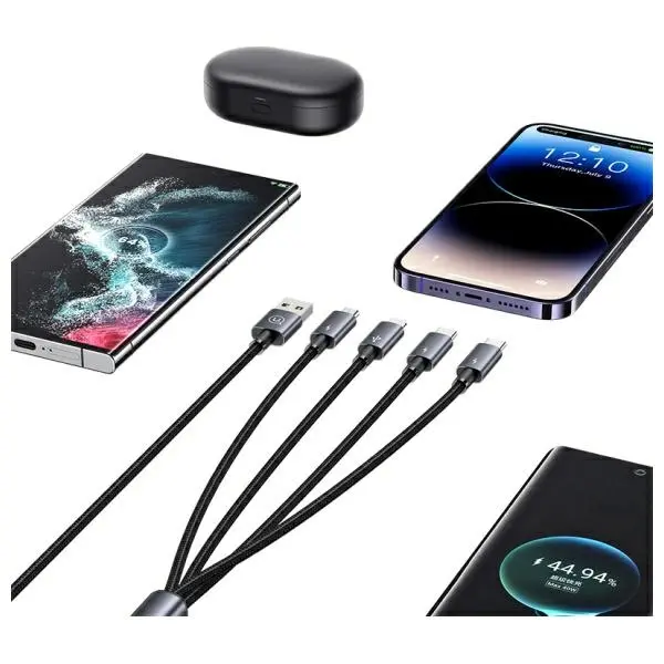 Kabel USAMS 4w1 2xUSB-C/Lightning/microUSB 15W 1,2m Czarny