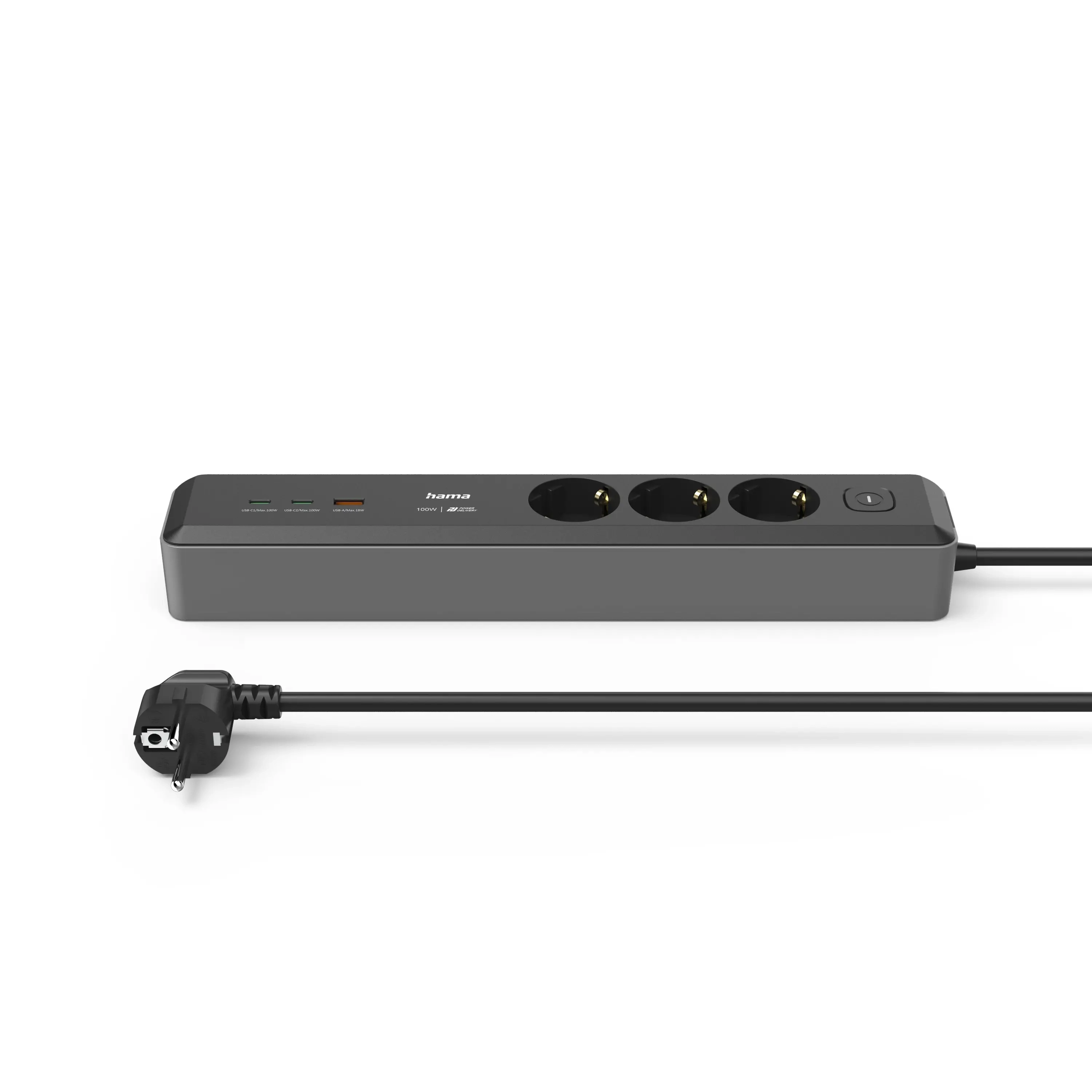Listwa Hama 223192 3 gniazda 1,4m USB PD 100W Czarny