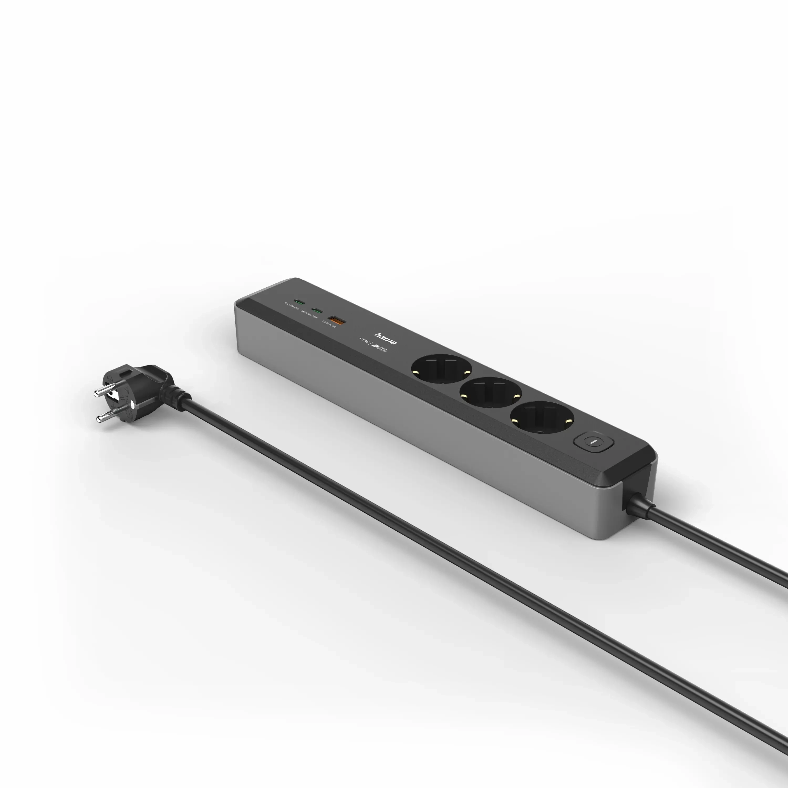 Listwa Hama 223192 3 gniazda 1,4m USB PD 100W Czarny
