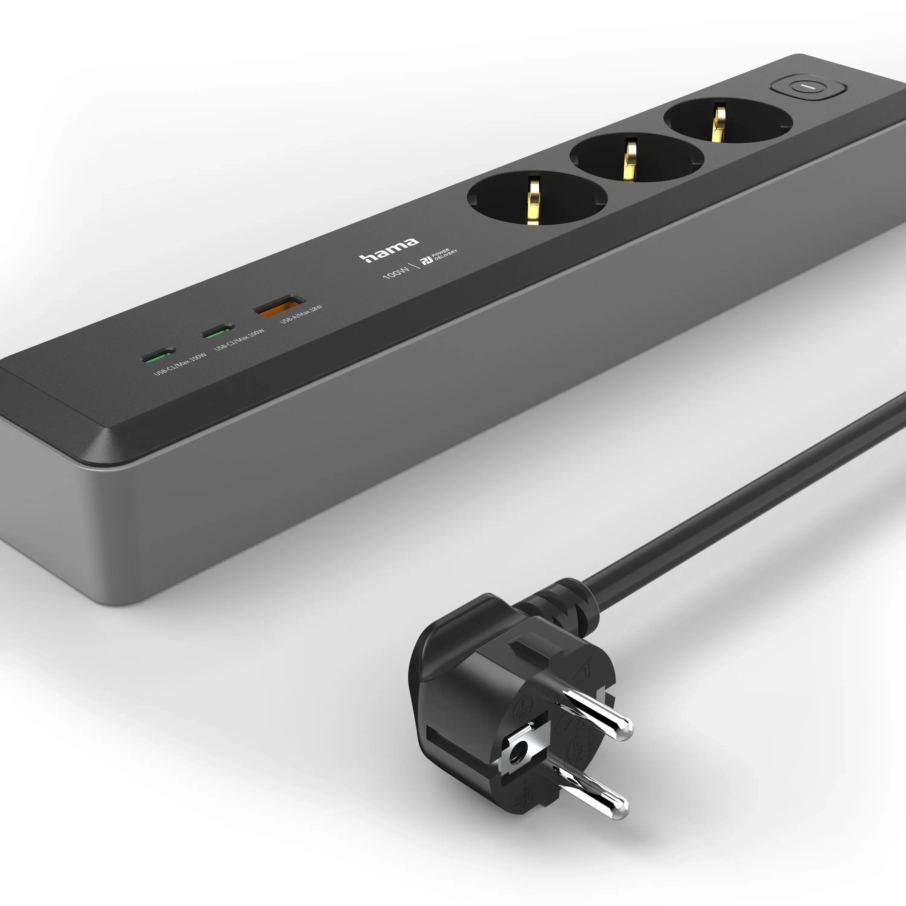 Listwa Hama 223192 3 gniazda 1,4m USB PD 100W Czarny