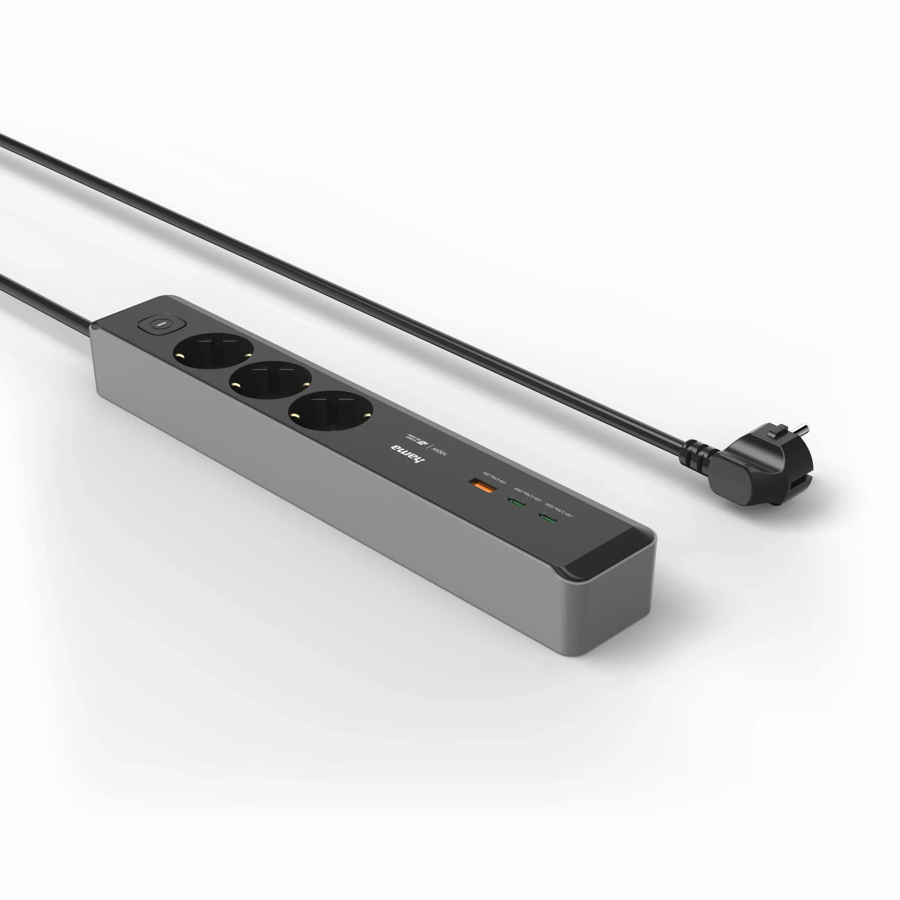 Listwa Hama 223192 3 gniazda 1,4m USB PD 100W Czarny
