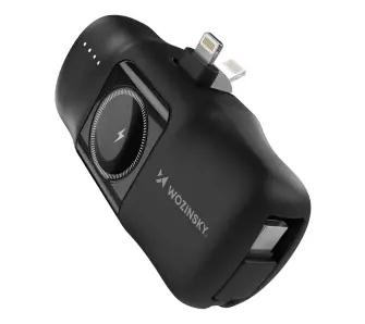 Powerbank Wozinsky WF16-YLS 5000mAh 15W Lightning z wbudowanym kablem USB-C Czarny