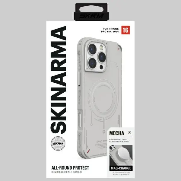 Etui Skinarma Mecha Magnetic Charging do iPhone 16 Pro Max Jasnoszary