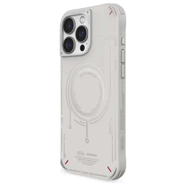 Etui Skinarma Mecha Magnetic Charging do iPhone 16 Pro Max Jasnoszary
