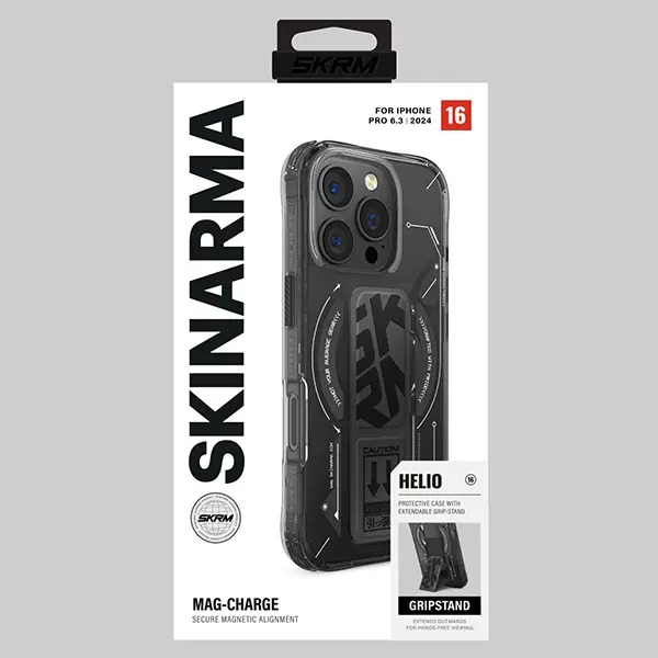 Etui Skinarma Helio Magnetic Charging + Grip Stand do iPhone 16 Pro Czarny