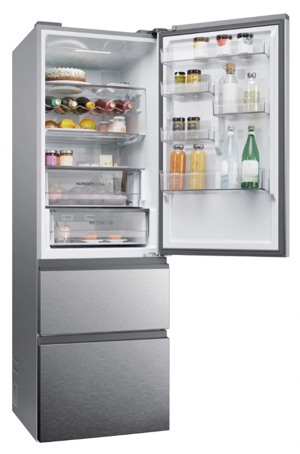 Lodówka Haier Seria 5 HTW5618CNMG Pełny No Frost 185cm Komora świeżości Zdalne sterowanie Inox