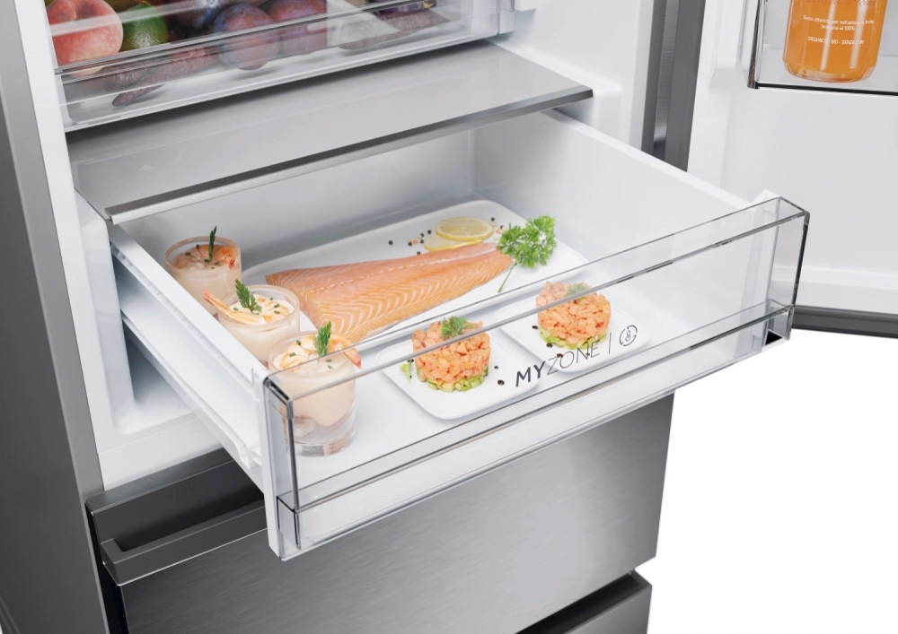 Lodówka Haier Seria 5 HTW5618CNMG Pełny No Frost 185cm Komora świeżości Zdalne sterowanie Inox