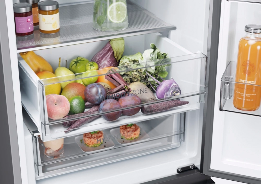 Lodówka Haier Seria 5 HTW5618CNMG Pełny No Frost 185cm Komora świeżości Zdalne sterowanie Inox