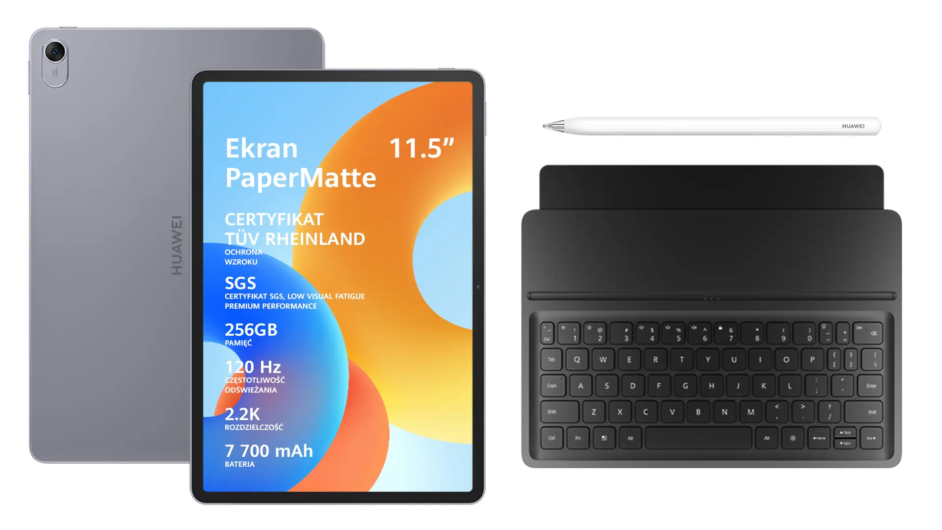 Tablet Huawei MatePad 2 gen 11,5" 8/256GB Wi-Fi Space Gray + Klawiatura Czarny + Rysik
