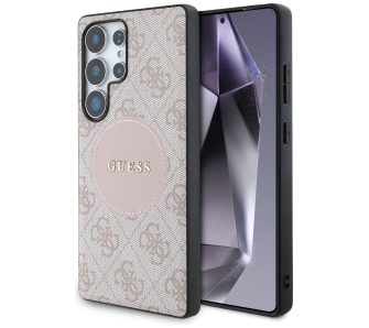 Etui Guess 4G Round Patch Classic Logo MagSafe do Galaxy S25 Ultra Różowy