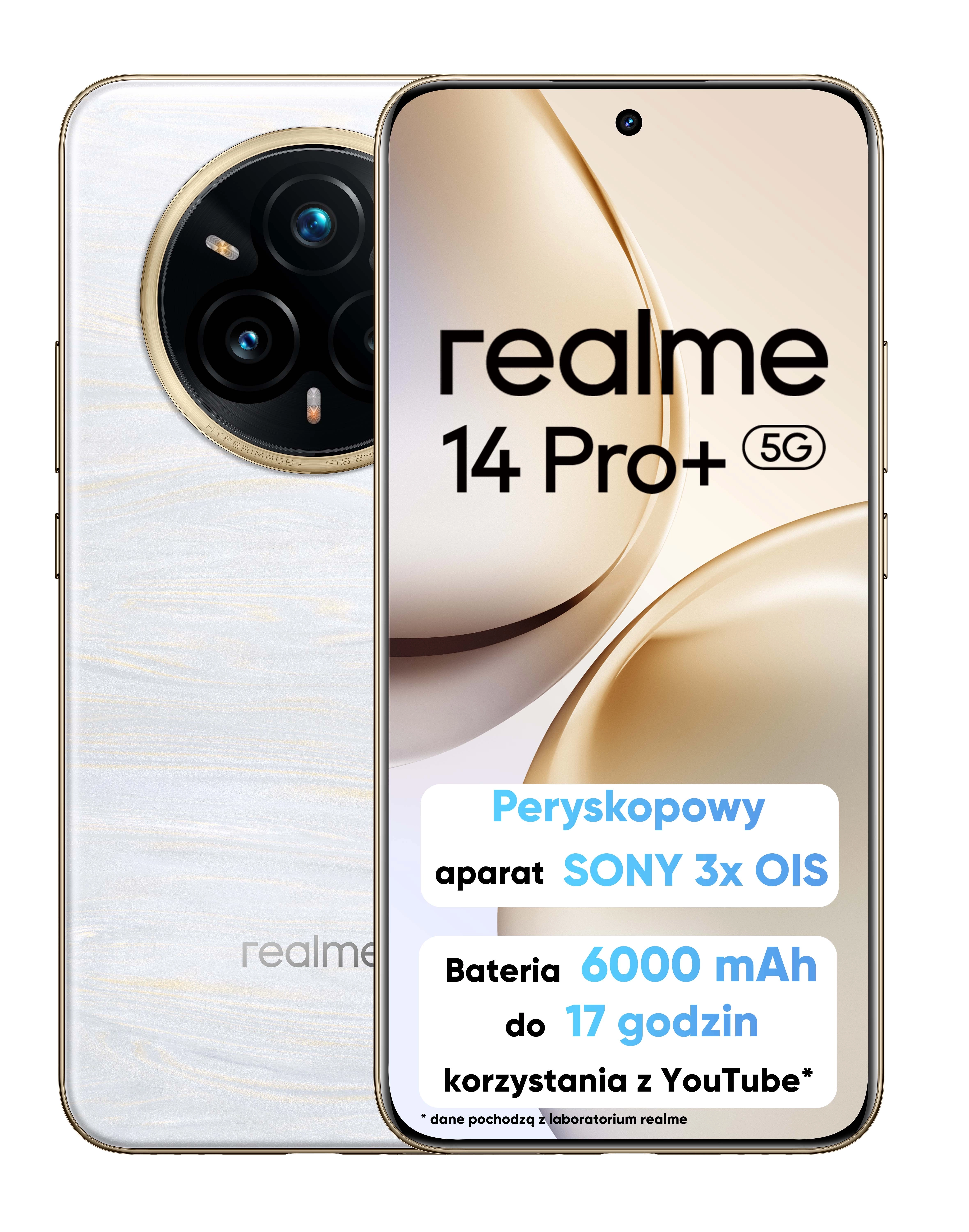 Smartfon realme 14 Pro+ 5G 12/512GB Funkcje AI 6,83" 120Hz 50Mpix Perłowy
