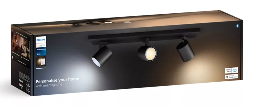 Oświetlenie punktowe Philips Hue White Ambiance Potrójne Runner Czarny