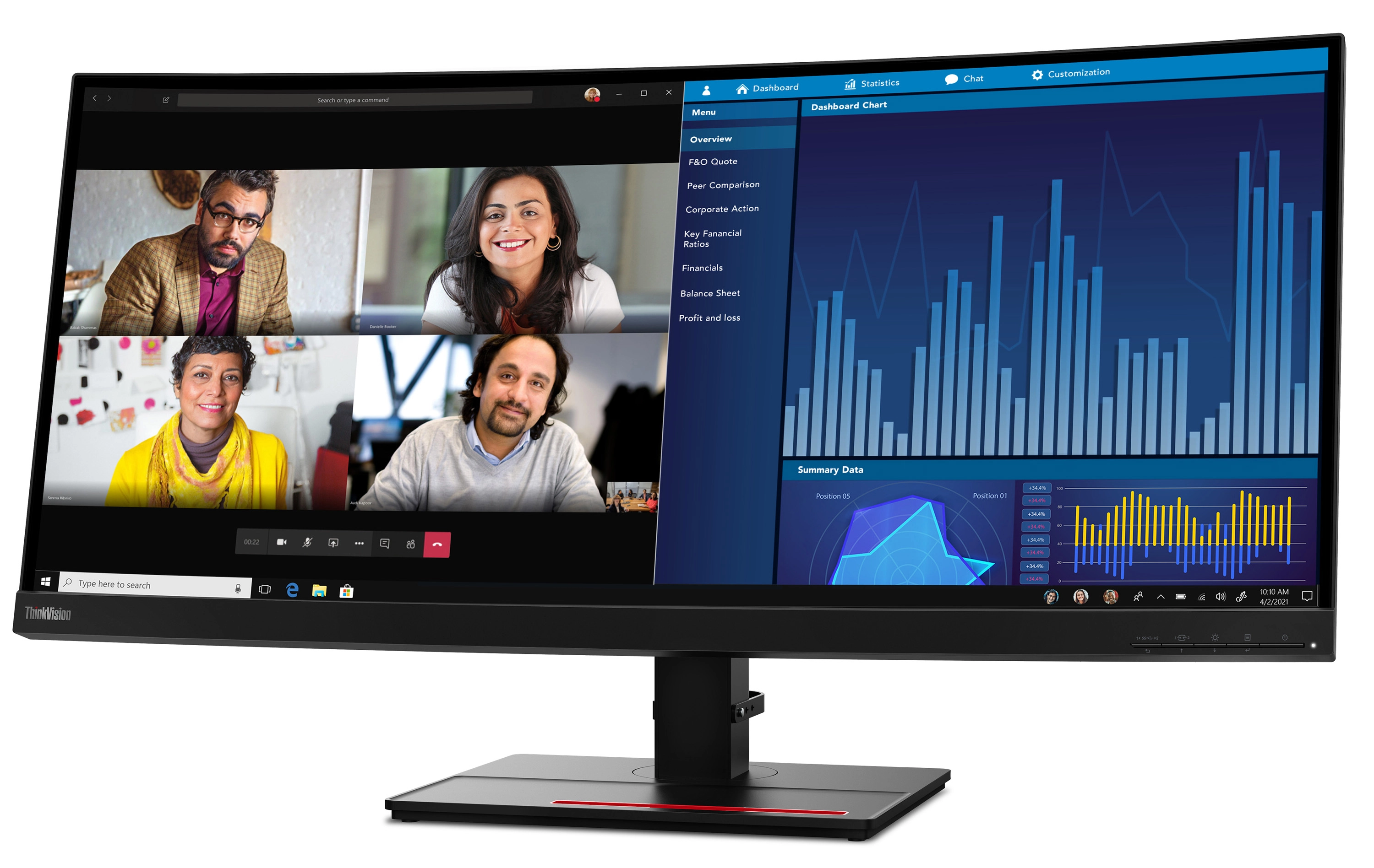 Monitor Lenovo ThinkVision P34w-20 34,14" UWQHD IPS 60Hz 4ms Zakrzywiony Profesjonalny