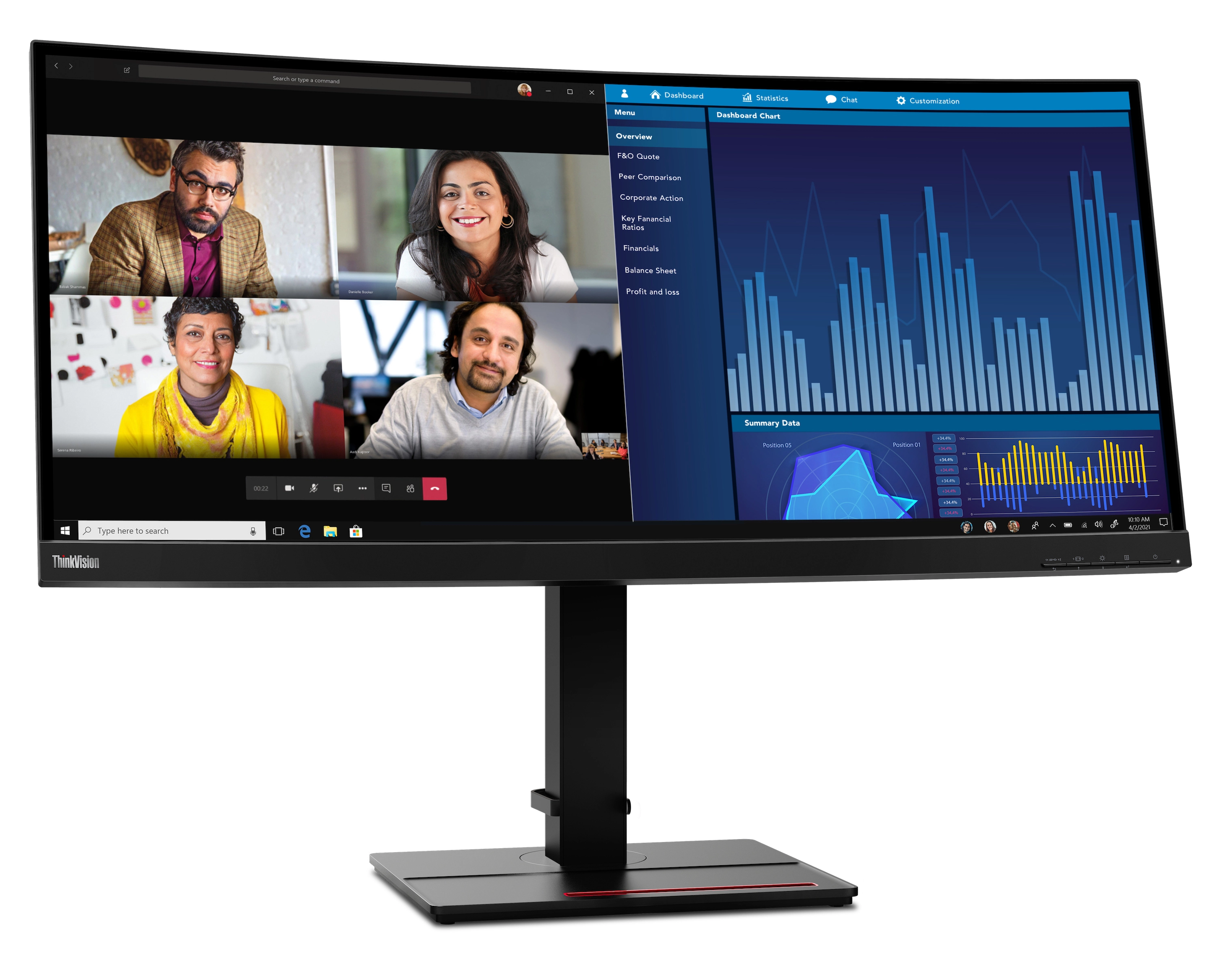 Monitor Lenovo ThinkVision P34w-20 34,14" UWQHD IPS 60Hz 4ms Zakrzywiony Profesjonalny