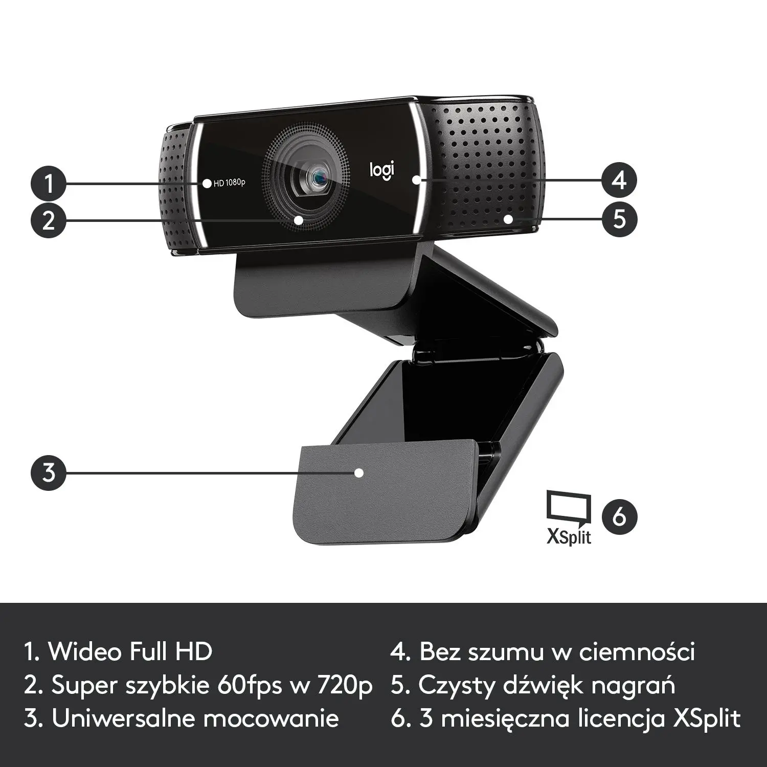 Kamera internetowa Logitech HD Pro Webcam C922 Czarny