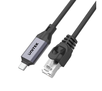 Kabel sieciowy Unitek C18148AGY01-1M Ethernet USB C RJ-45 LAN 1m Czarny