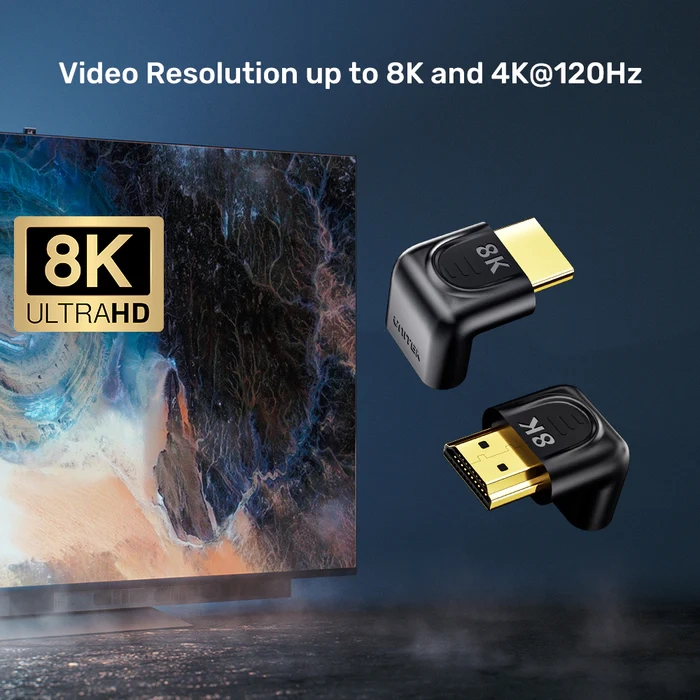 Adapter kątowy Unitek A1046ABK03 Kątowy 8K HDMI 90 i 270 stopni