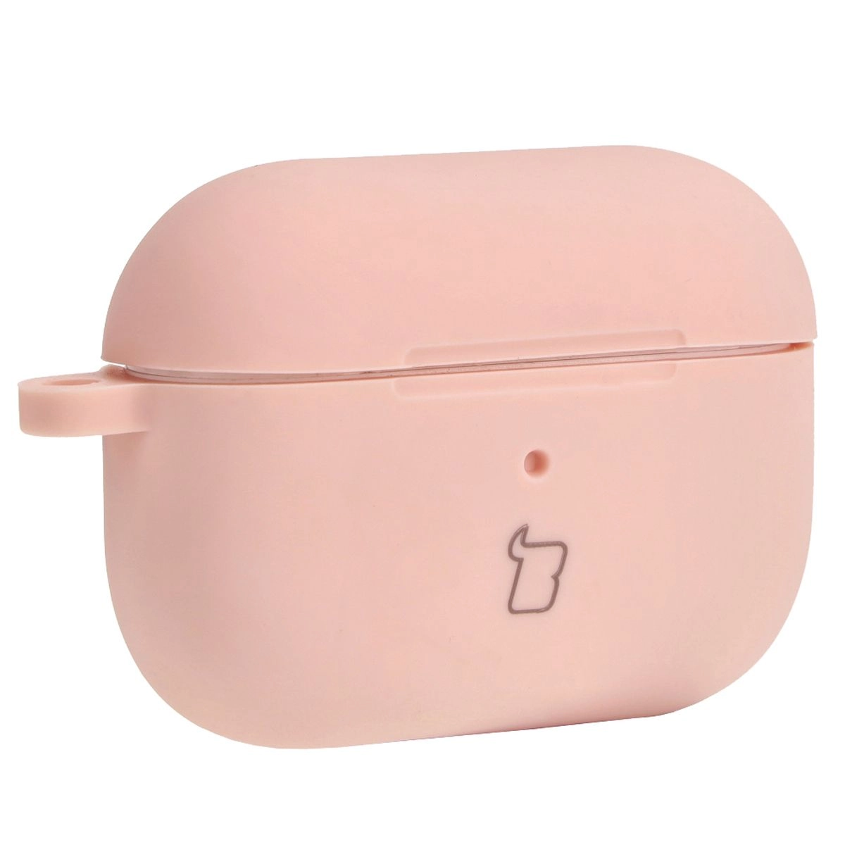 Etui na słuchawki Bizon Silikonowe z karabińczykiem do AirPods Pro 2 Jasnoróżowy