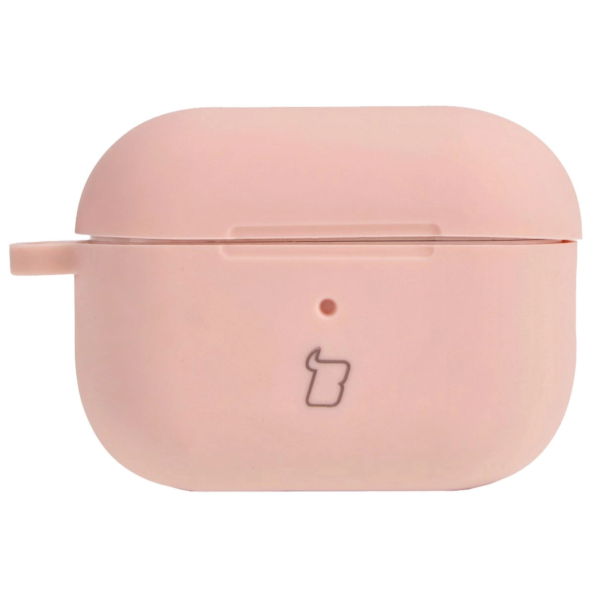 Etui na słuchawki Bizon Silikonowe z karabińczykiem do AirPods Pro 2 Jasnoróżowy
