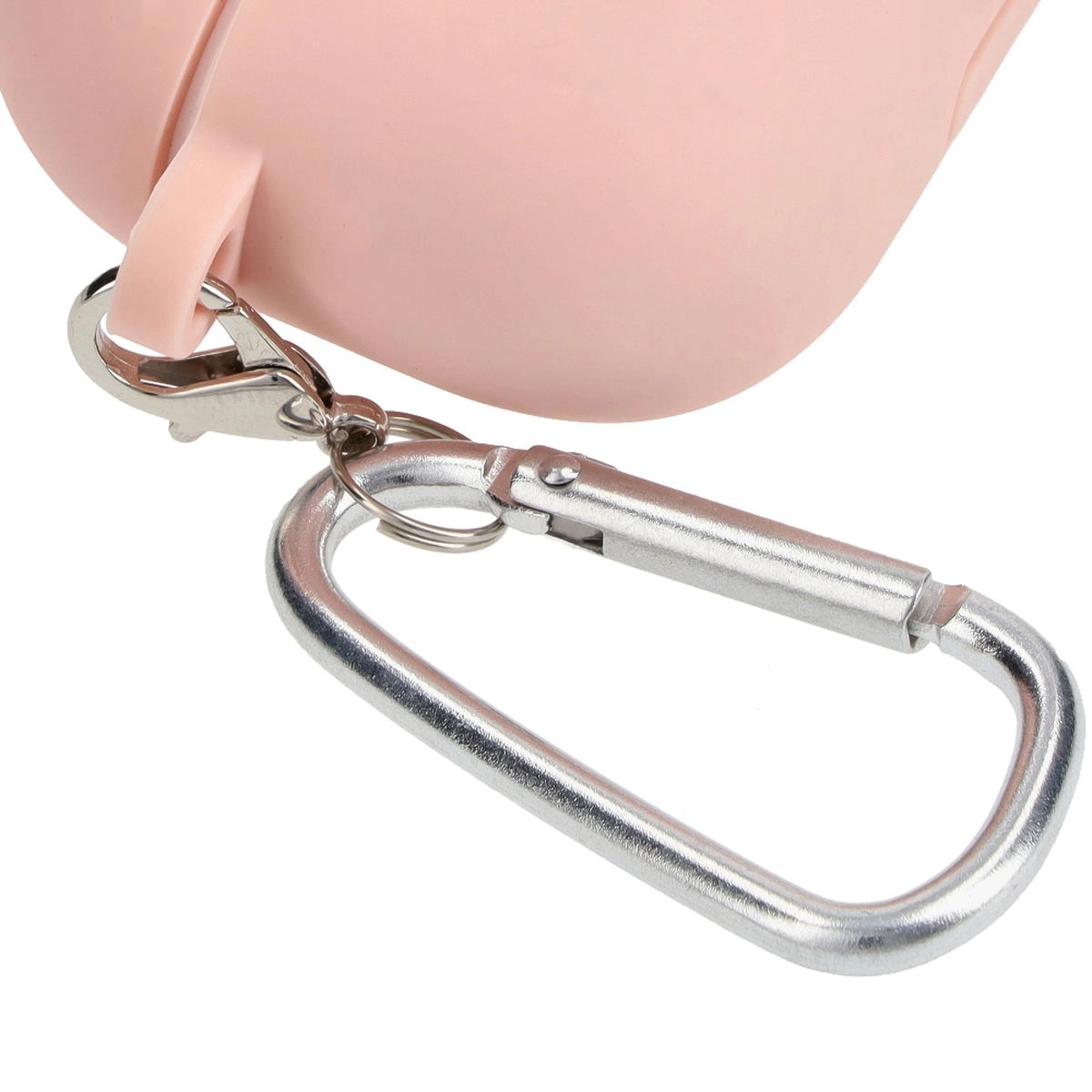 Etui na słuchawki Bizon Silikonowe z karabińczykiem do AirPods Pro 2 Jasnoróżowy