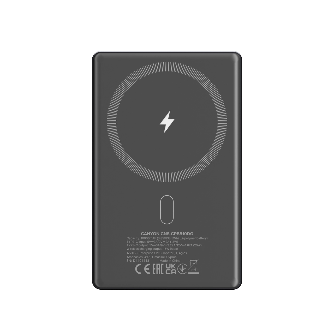 Powerbank Canyon OnPower 510 Magsafe 10000mAh PD 20W Grafitowy