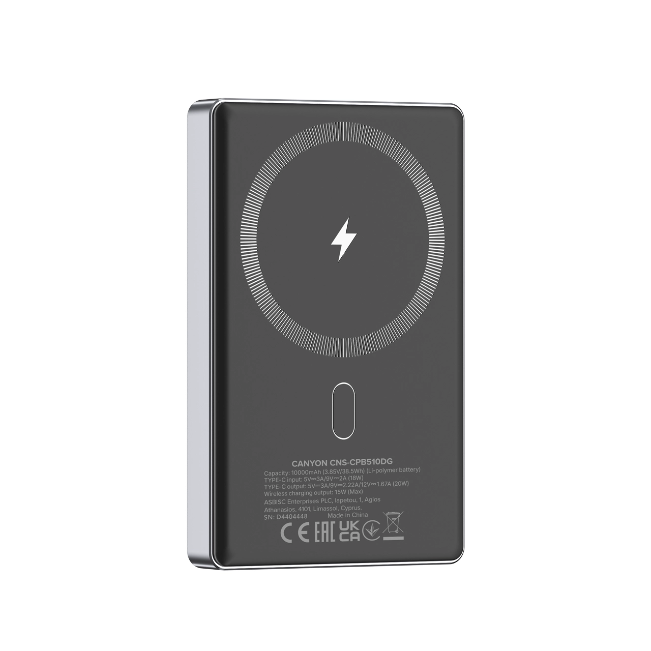 Powerbank Canyon OnPower 510 Magsafe 10000mAh PD 20W Grafitowy