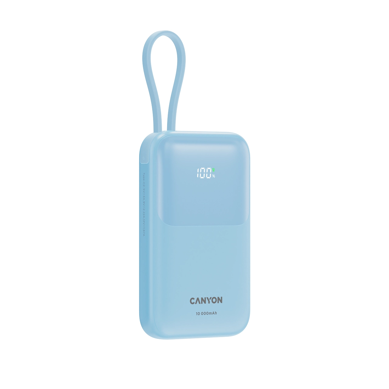 Powerbank Canyon OnPower 101 z kablem USB-C 10000mAh 22,5W Niebieski