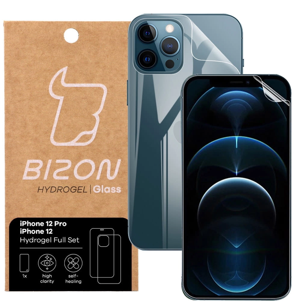 Folia hydrożelowa Bizon na tył i przód Hydrogel do iPhone 12/12 Pro