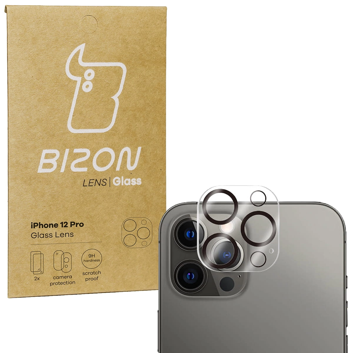 Szkło ochronne Bizon na aparat Lens dla iPhone 12 Pro 2 sztuki