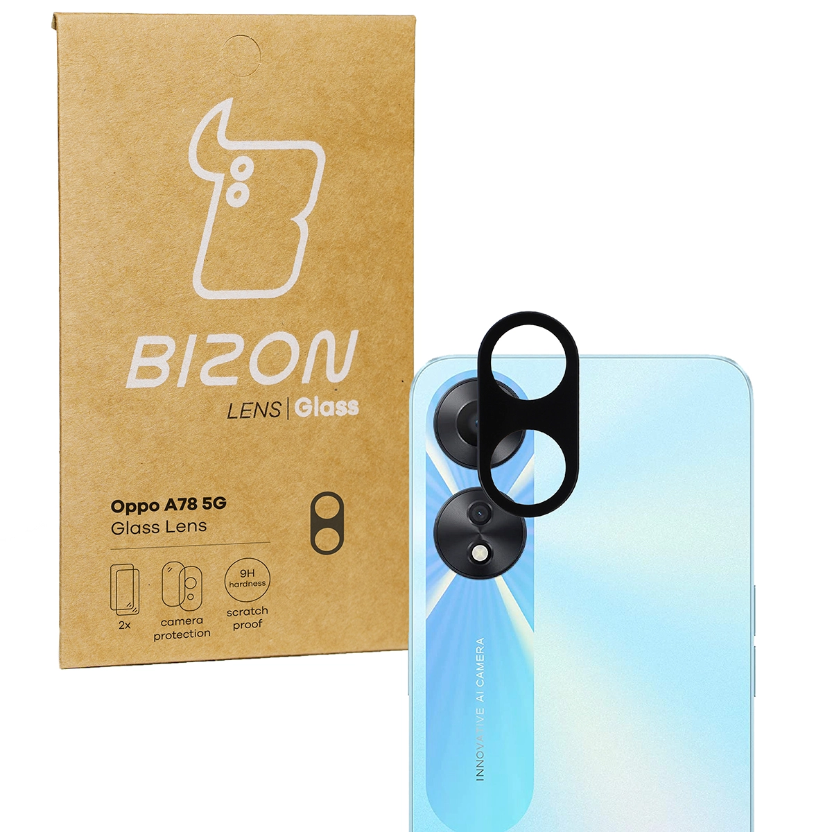 Szkło ochronne Bizon na aparat Lens do Oppo A78 5G 2 sztuki