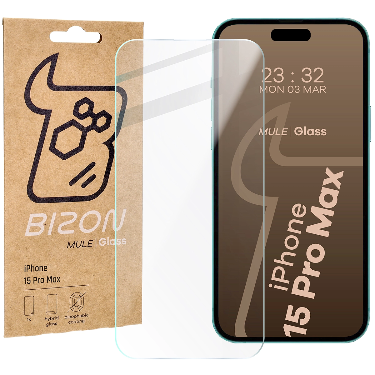 Szkło hybrydowe Bizon elastyczne Mule do iPhone 15 Pro Max