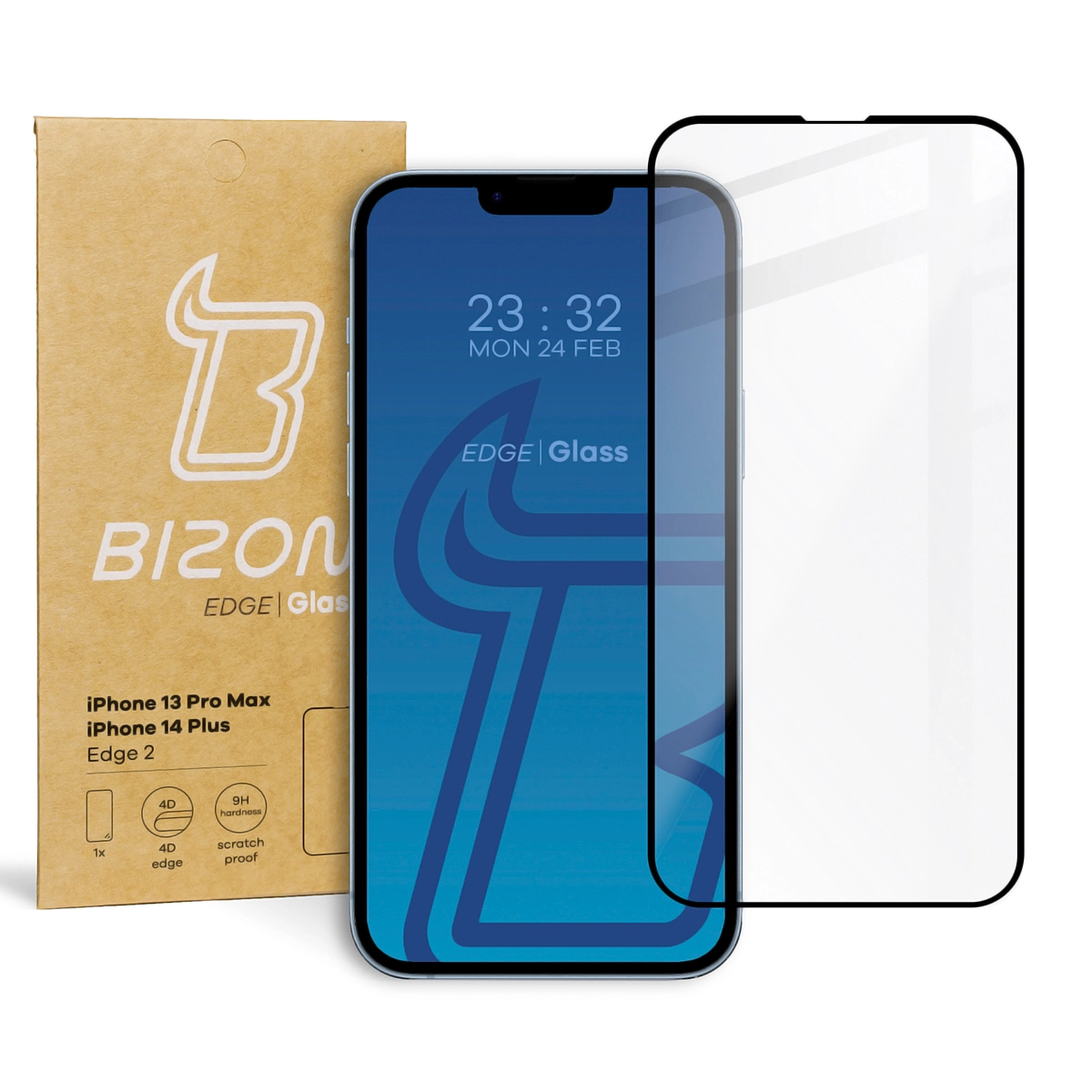 Szkło hartowane Bizon pełne Edge 2 do iPhone 14 Plus/13 Pro Max
