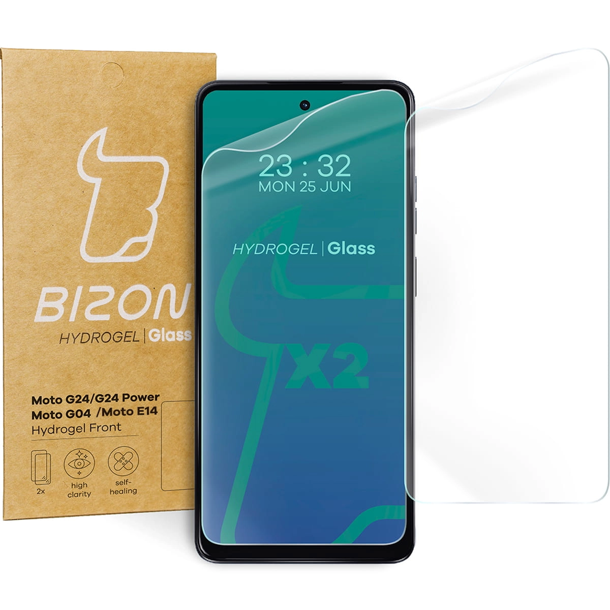 Folia hydrożelowa Bizon na ekran Hydrogel Front do Motorola Moto G04/G24/G24 Power/E14 2 sztuki
