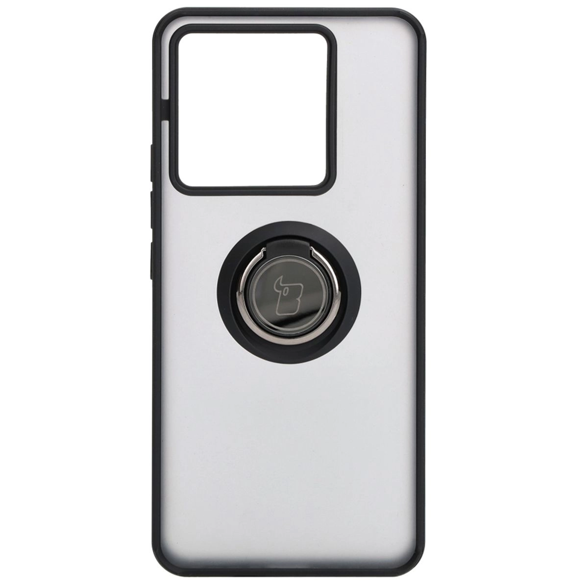 Etui Bizon z uchwytem na palec Hybrid Ring do Xiaomi Poco X6 / Xiaomi Redmi Note 13 Pro 5G Przydymione z czarną ramką