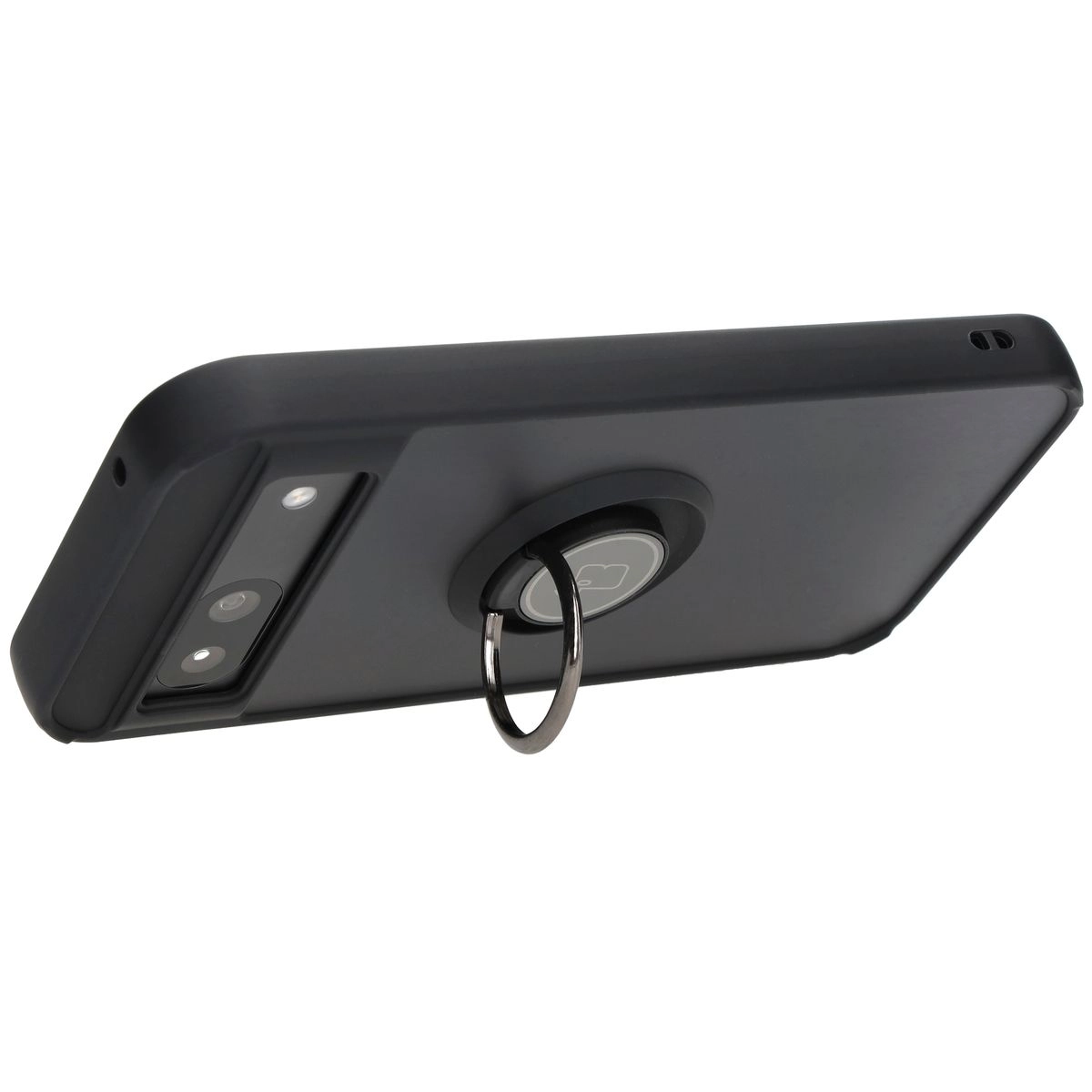 Etui Bizon z uchwytem na palec Hybrid Ring do Google Pixel 8a Przydymione z czarną ramką