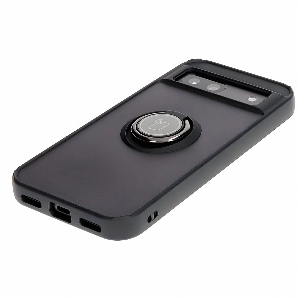 Etui Bizon z uchwytem na palec Hybrid Ring do Google Pixel 8a Przydymione z czarną ramką