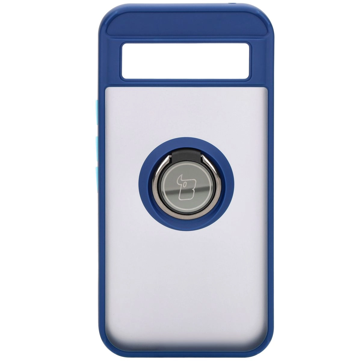 Etui Bizon z uchwytem na palec Hybrid Ring do Google Pixel 8a Przydymione z granatową ramką