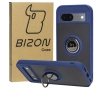 Etui Bizon z uchwytem na palec Hybrid Ring do Google Pixel 8a Przydymione z granatową ramką