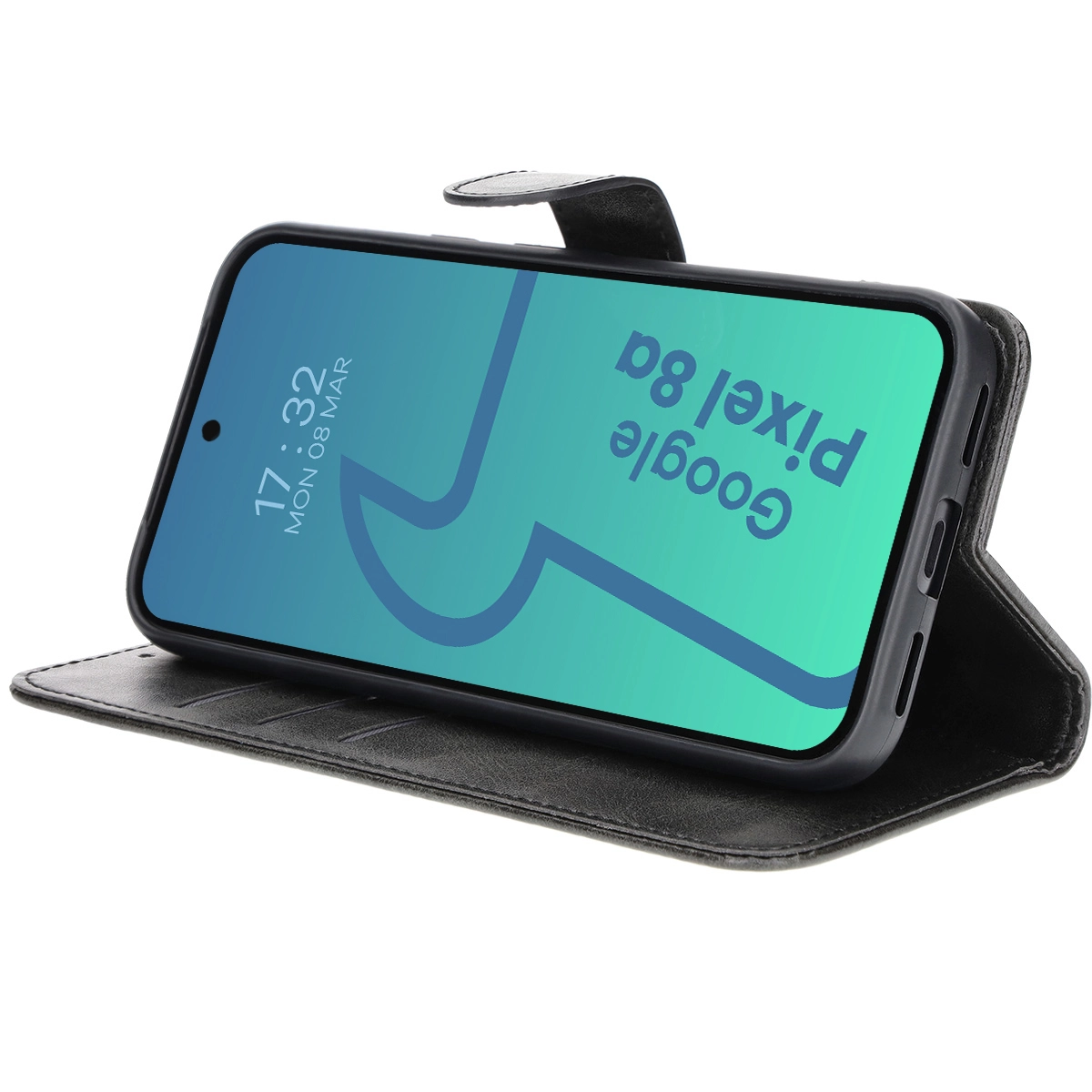 Etui Bizon z klapką Pocket do Google Pixel 8a Czarny